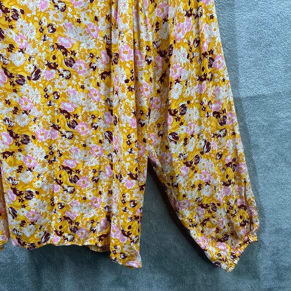 GAP Top Womens XXL Floral Long Sleeve Puff Sleeve Peasant Cottage Boho‎ - Picture 9 of 15